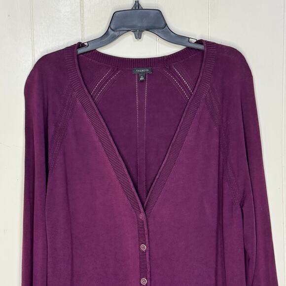 Talbots Womens Cardigan Sweater Size XL Purple Layering Lagenlook Capsule Cozy - Picture 2 of 10